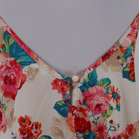 Floral Split Back Cami Top Tropical Coconut Girl Beachy Summer Ibiza Size M - Picture 3 of 7